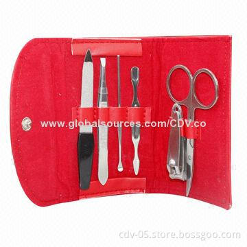 Manicure set, made of stainless materials with PU leather pouch, various colors are available